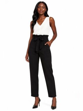 Express High Rise Paperbag Waist Tie Trousers Black Size 10 NWT